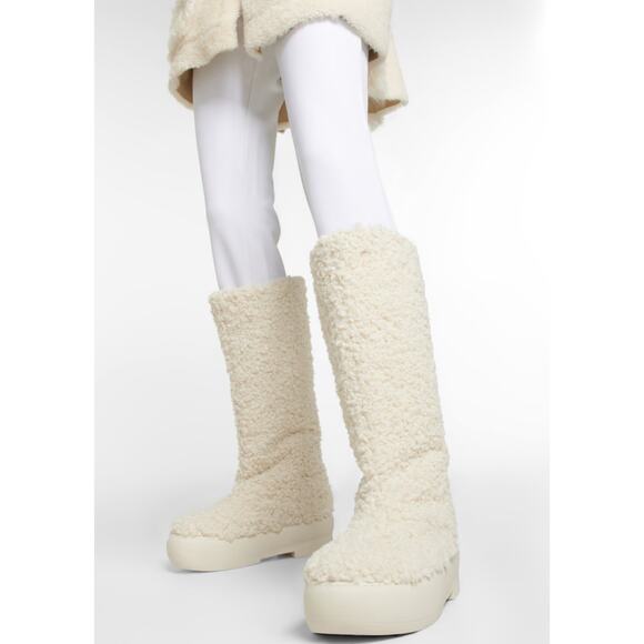 Gia Borghini Gia 22 Taddy knee-high Boots Chunk Sole Boots Ivory Poly 7.5 - Picture 3 of 16